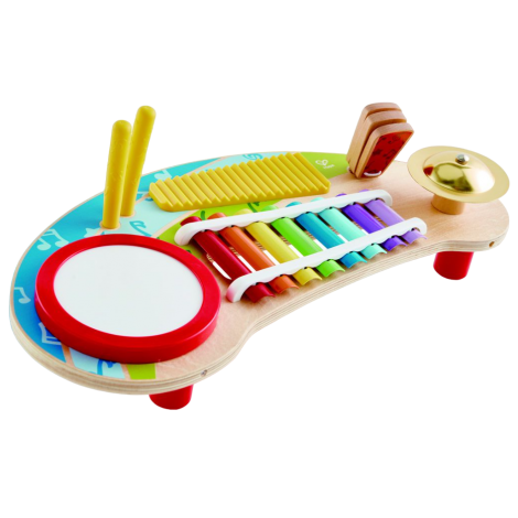 Jucarie muzicala All in One Play Board, cu tambur, xilofon, clapeta si percutii. Hape E0612 - imagine 11